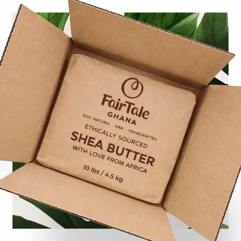FairTale GHANA raw Shea butter 4.5 kg | 10 lb box, product photo.