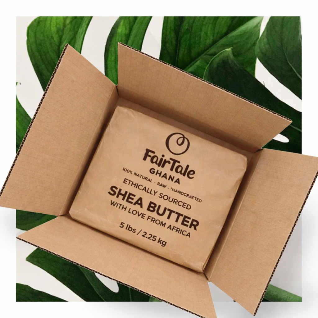 FairTale GHANA raw Shea butter 2.25 kg | 5 lb box, product photo.
