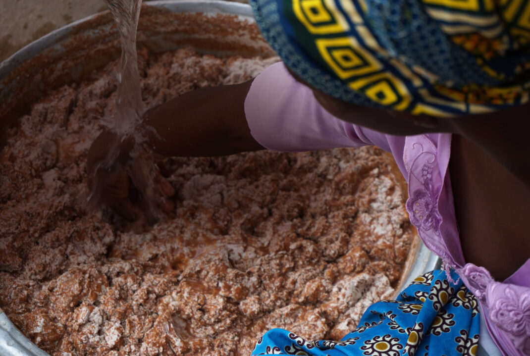 Making raw Shea butter by hand in northern Ghana