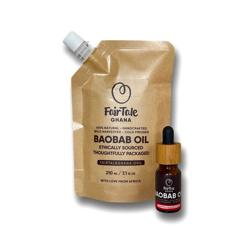 FairTale GHANA cold-pressed Baobab oil 210 ml bottle, product photo.
