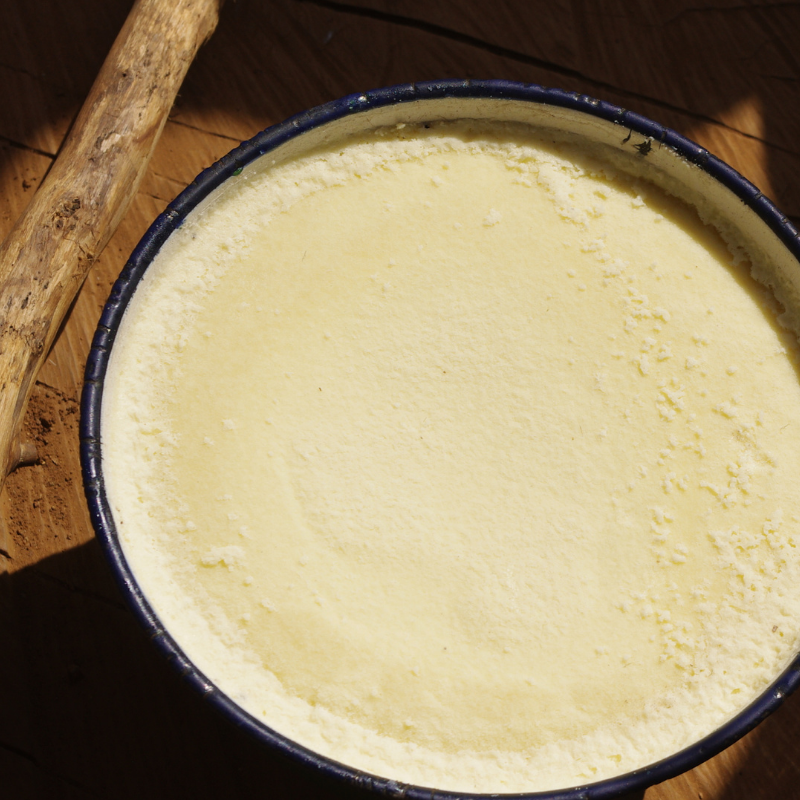 Graphic describing FairTale GHANA's traditionally handcrafted, unrefined raw Shea butter from Ghana.