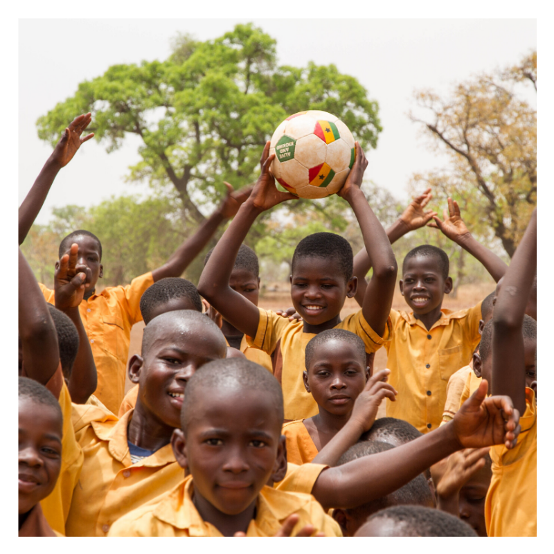 Photo of a soccer ball, FairTale GHANA's charity add-on for village children.