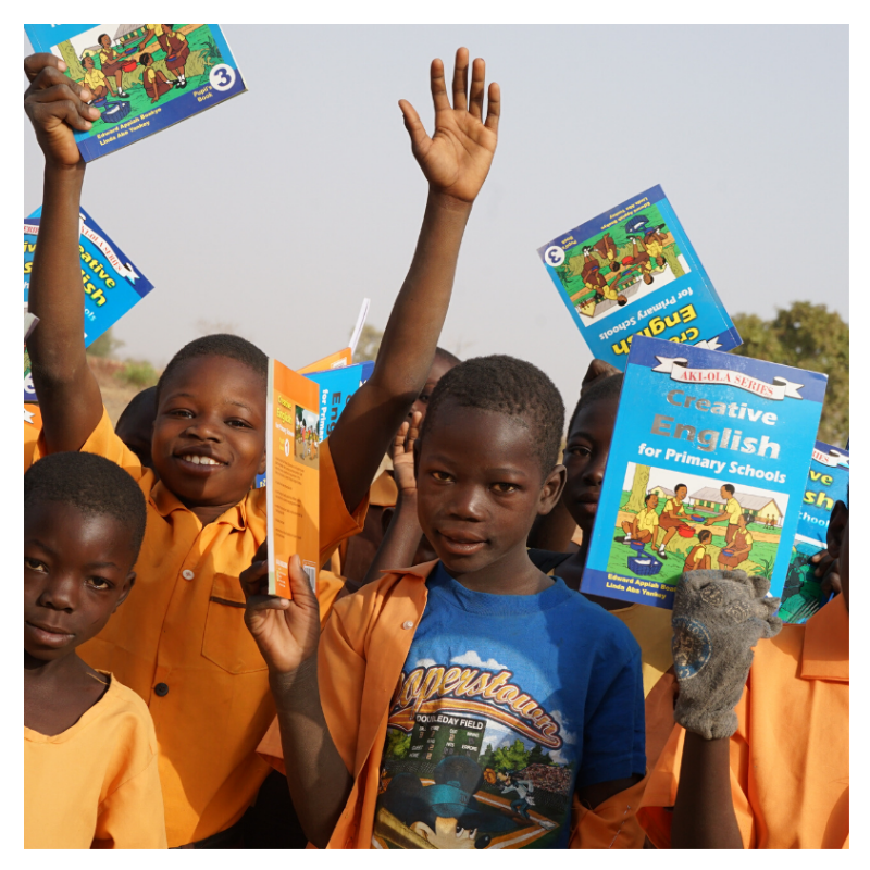 Photo of a textbook, part of FairTale GHANA's classroom charity add-on.